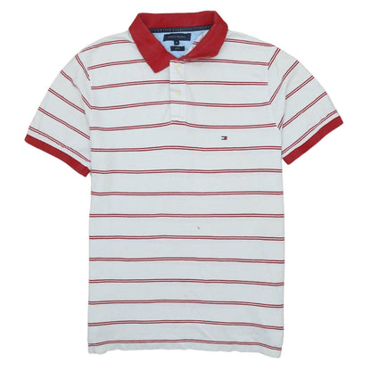 Tommy Hilfiger Men's White Red Striped Slim Fit Polo Shirt XL