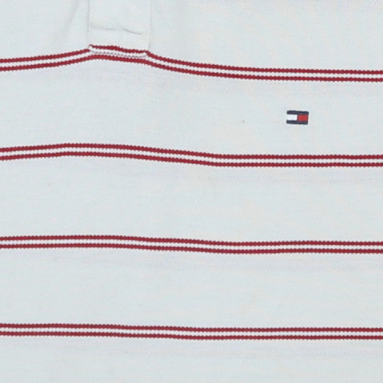 Tommy Hilfiger Men's White Red Striped Slim Fit Polo Shirt XL