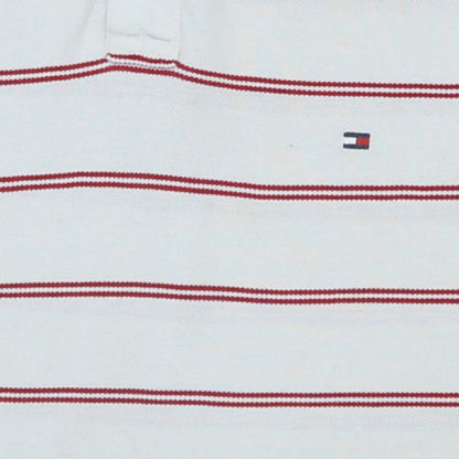Tommy Hilfiger Men's White Red Striped Slim Fit Polo Shirt XL