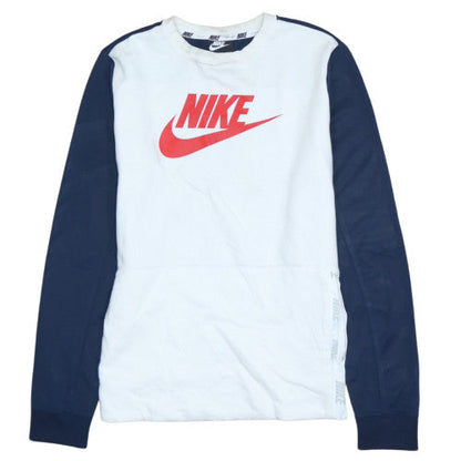 Nike Boys White Blue Logo Crew Neck Sweatshirt XL 13-15 Years