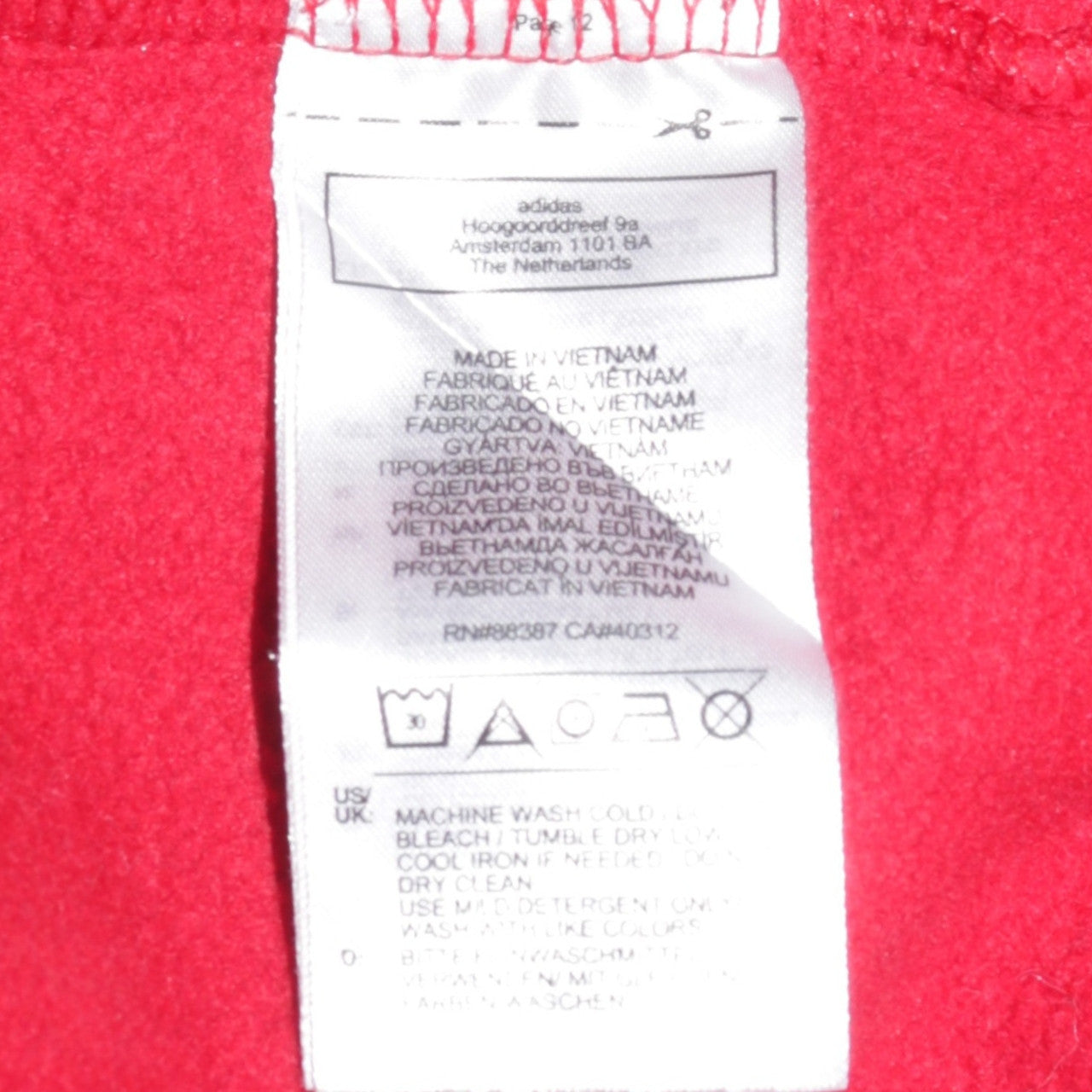 Mens UK Size M adidas Red Pullover Hoodie