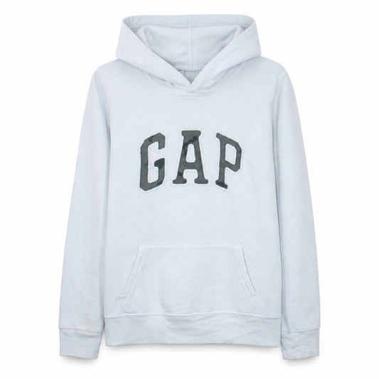 Gap Women White Pullover Hoodie M Cotton Blend Logo