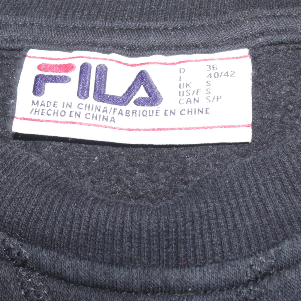 Womens UK Size S FILA Black Pullover Sweatshirt