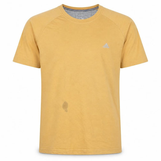 Front view of adidas Men Yellow Cotton Crew Neck Short Sleeve T-Shirt L