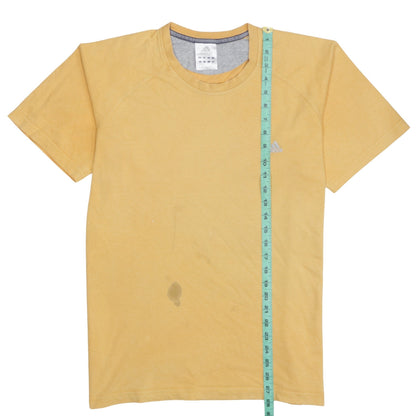 adidas Men Yellow Cotton Crew Neck Short Sleeve T-Shirt L