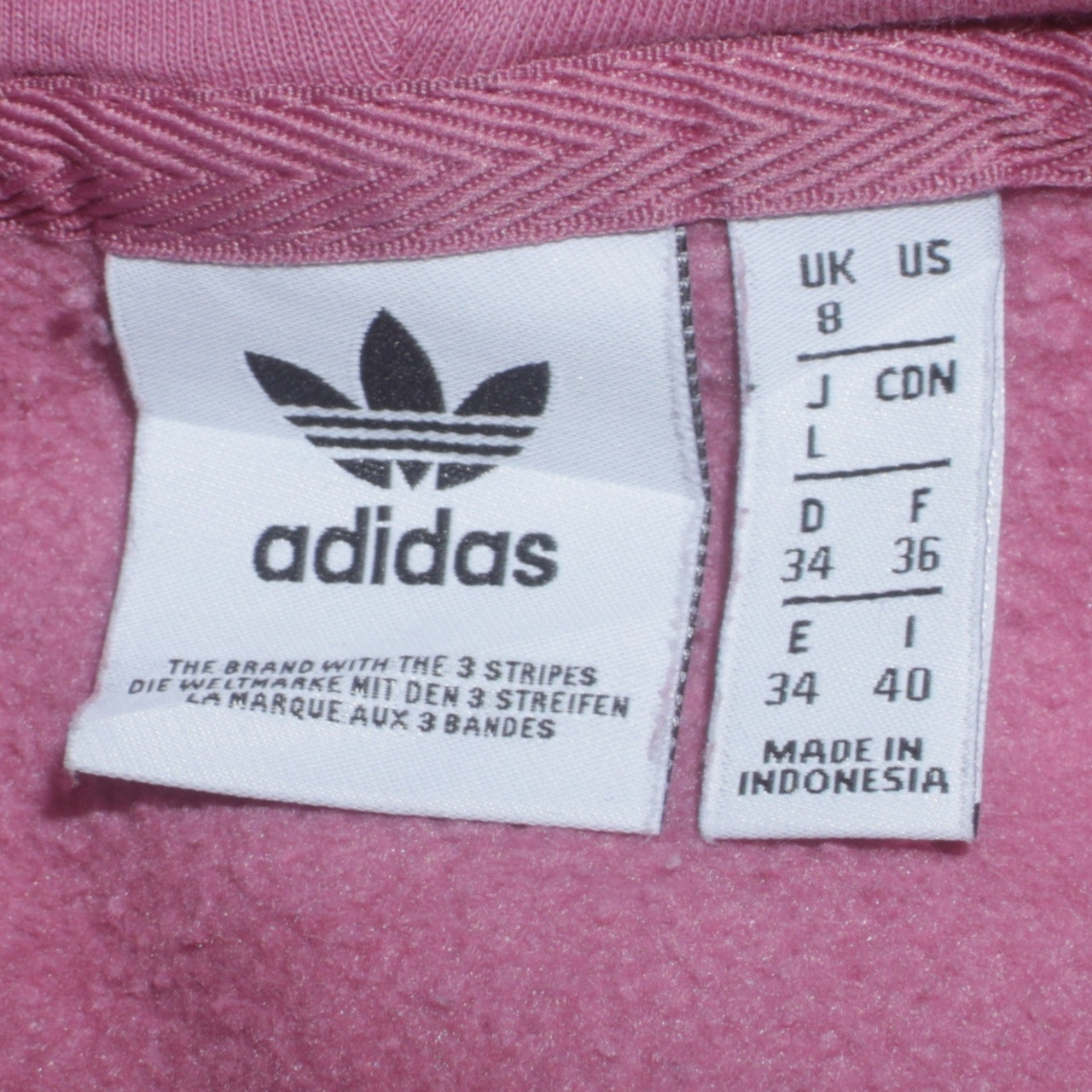 Womens UK Size 8 adidas Pink Pullover Hoodie