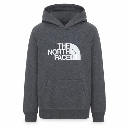 The North Face Boys Grey Pullover Hoodie L Logo Graphic Cotton Blend