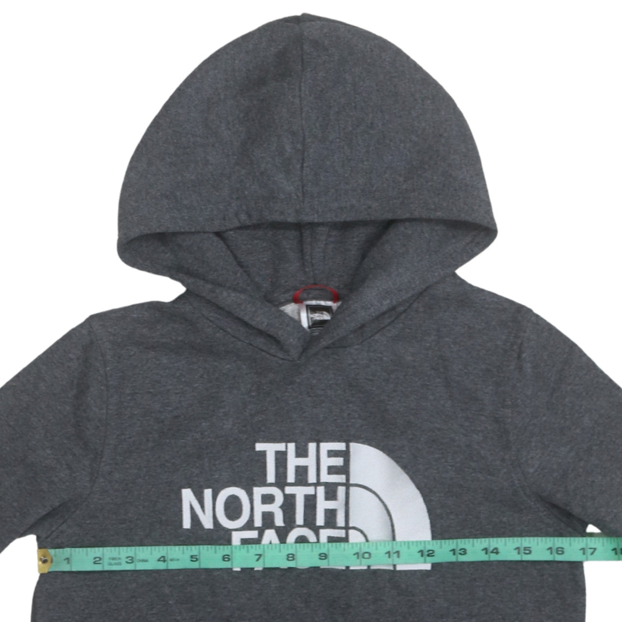 The North Face Boys Grey Pullover Hoodie L Logo Graphic Cotton Blend