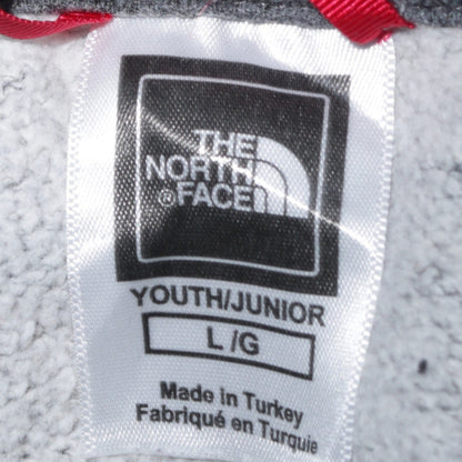 The North Face Boys Grey Pullover Hoodie L Logo Graphic Cotton Blend