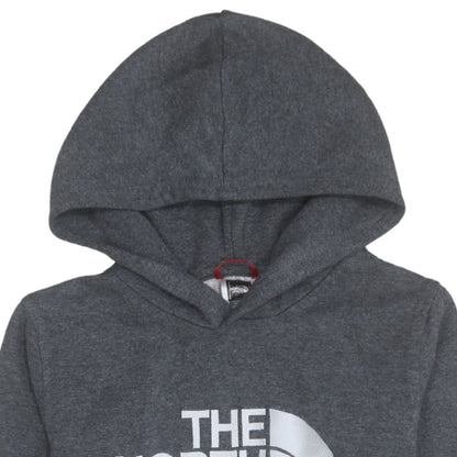 The North Face Boys Grey Pullover Hoodie L Logo Graphic Cotton Blend