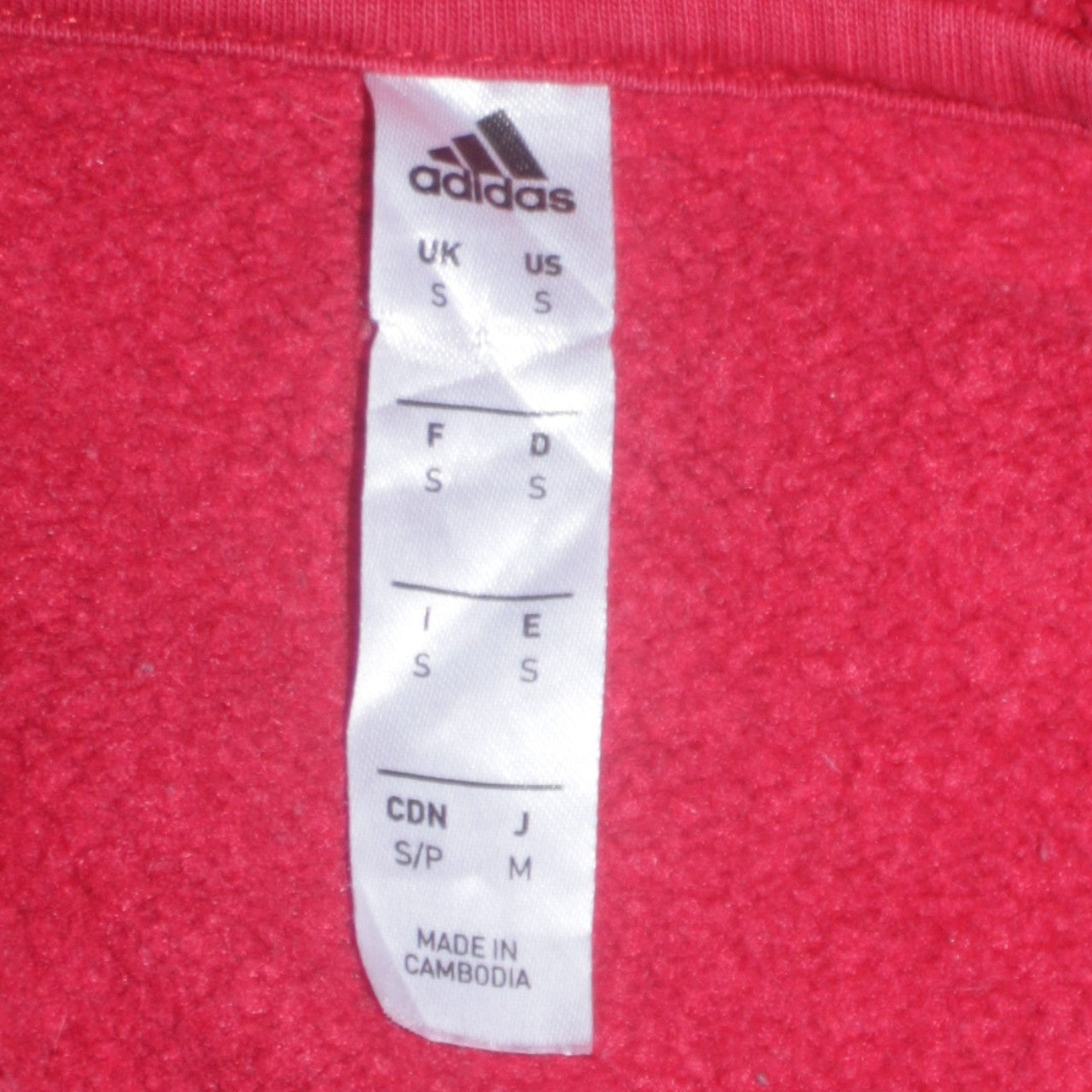 Mens UK Size S adidas Red Pullover Hoodie
