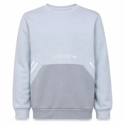 Front view of Adidas boys’ grey colourblock crew neck sweatshirt, size 11-12, years