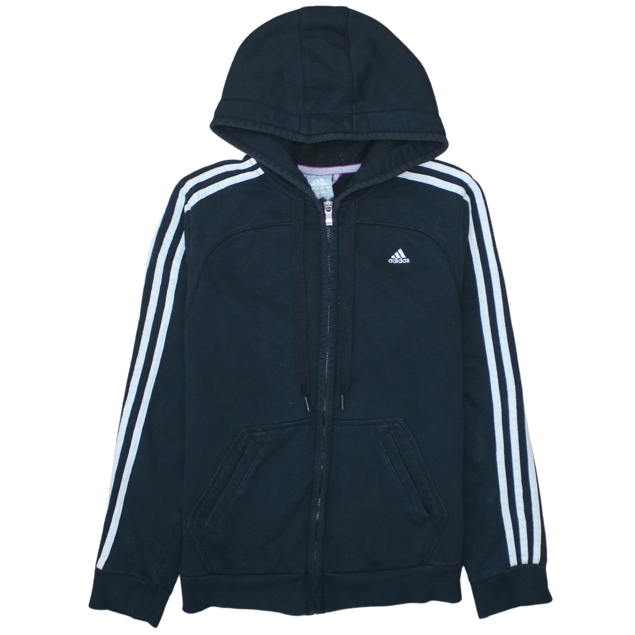 Womens UK Size 14 adidas Black Full Zip Hoodie