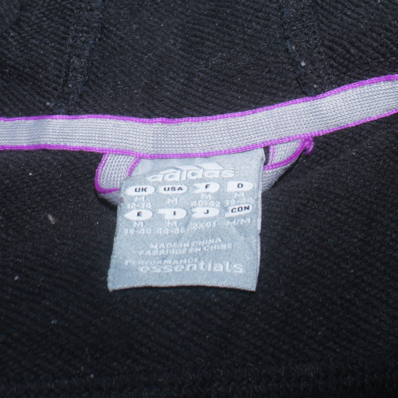 Womens UK Size 14 adidas Black Full Zip Hoodie