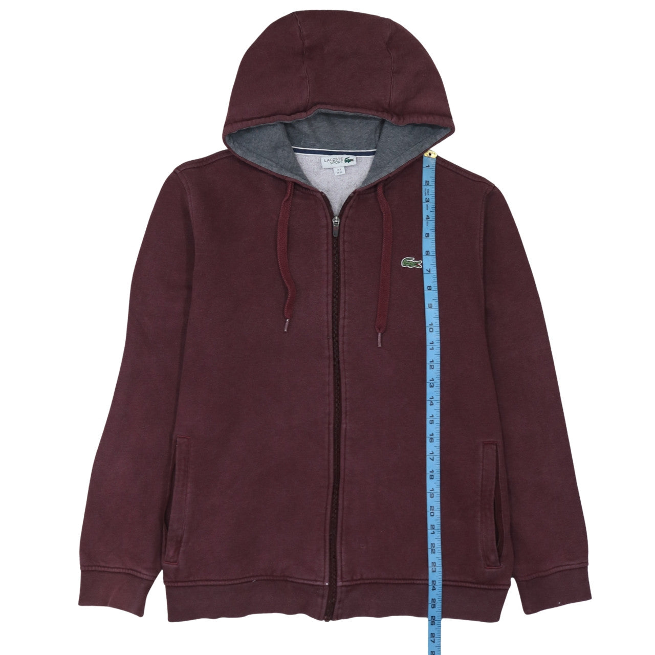 Mens UK Size XL Lacoste Brown Full Zip Hoodie