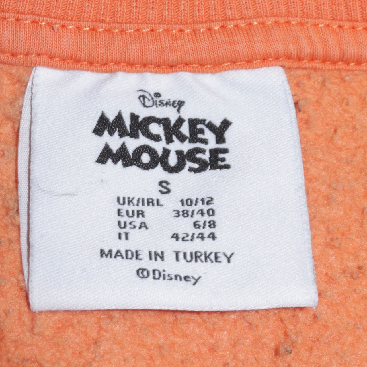 Womens UK Size 10/12 Disney Orange Pullover Sweatshirt