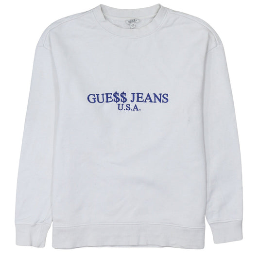 Womens UK Size S GUESS White Pullover Sweatshirt