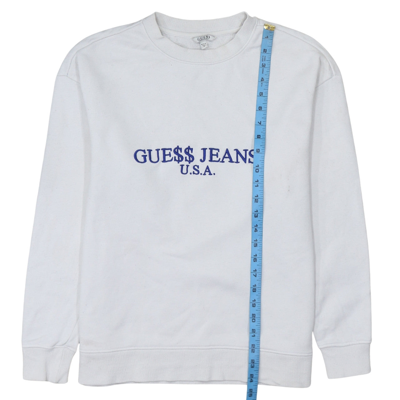 Womens UK Size S GUESS White Pullover Sweatshirt