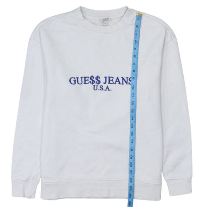 Womens UK Size S GUESS White Pullover Sweatshirt