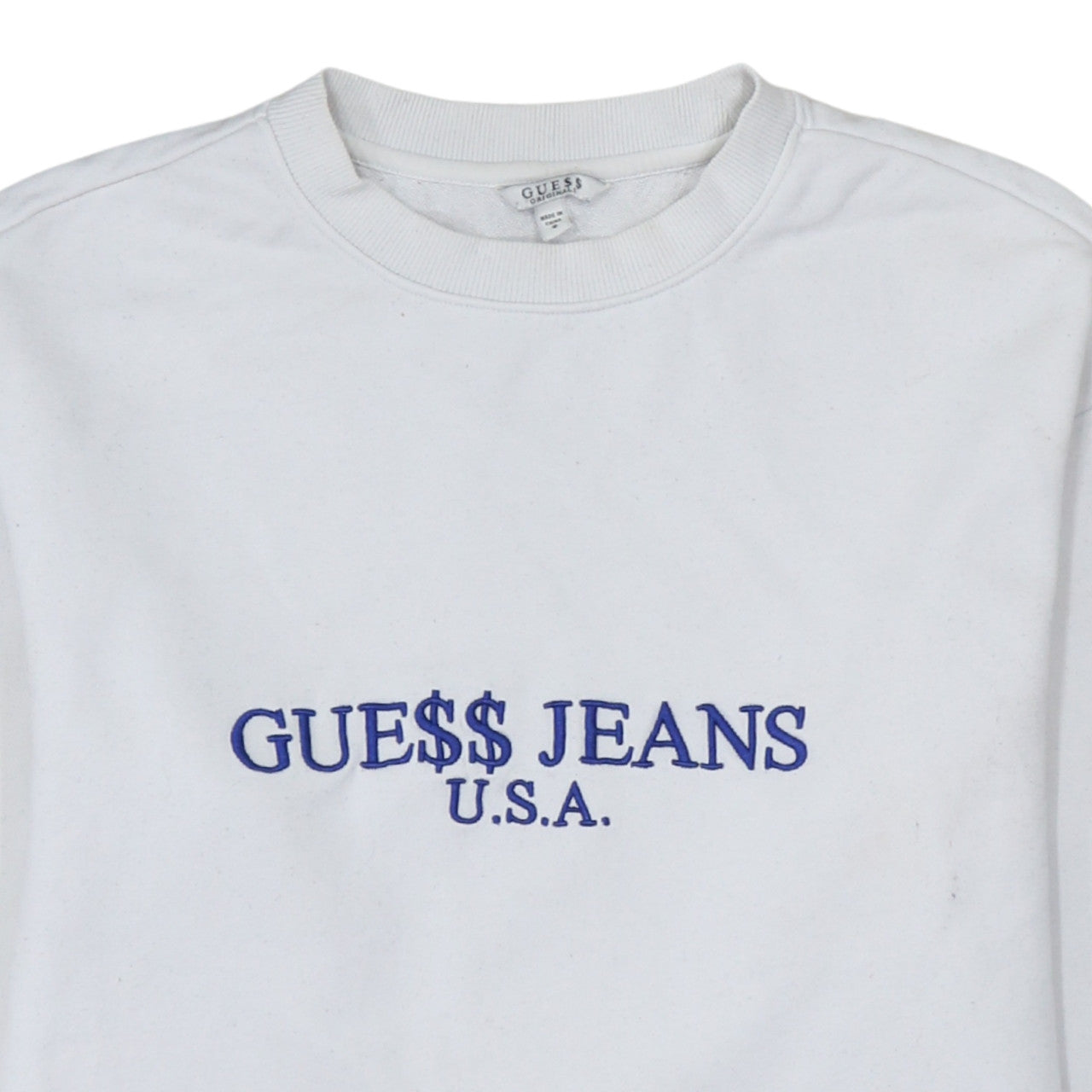 Womens UK Size S GUESS White Pullover Sweatshirt