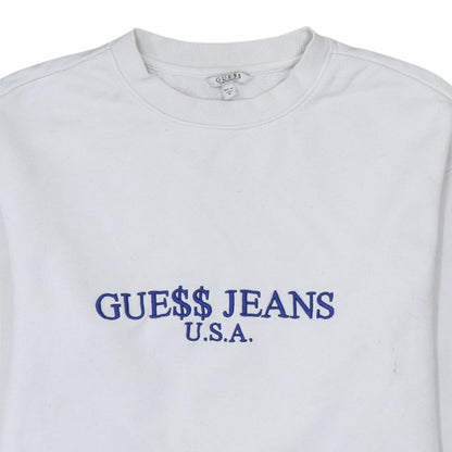 Womens UK Size S GUESS White Pullover Sweatshirt