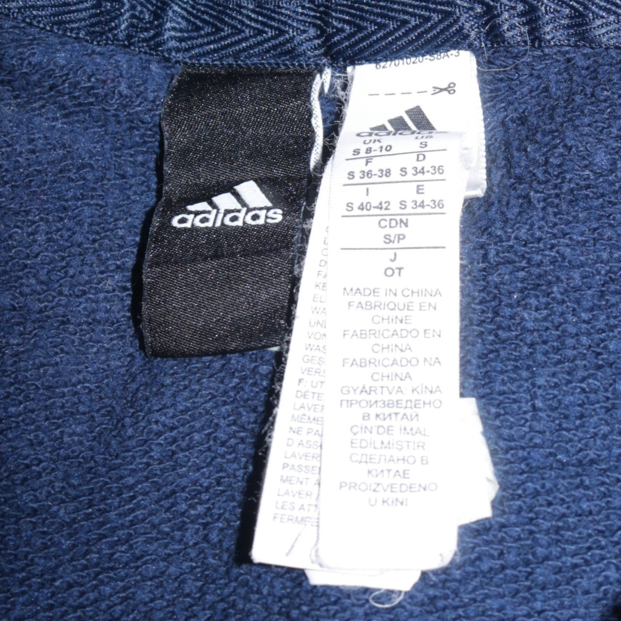 Womens UK Size S adidas Blue Full Zip Hoodie