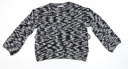 ZARA Women’s Black Chunky-Knit Crew Neck Pullover Jumper Size 8
