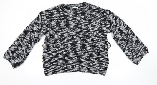 ZARA Women’s Black Chunky-Knit Crew Neck Pullover Jumper Size 8
