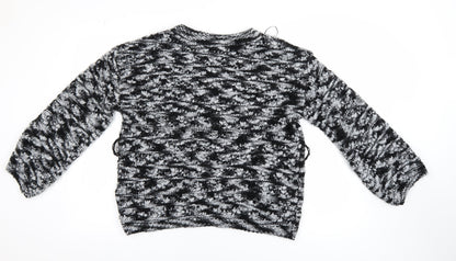 ZARA Women’s Black Chunky-Knit Crew Neck Pullover Jumper Size 8