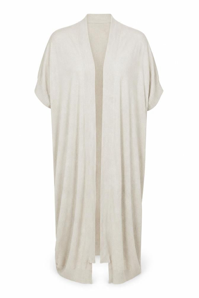Front view of ESPRIT Women's Beige 2XL Lightweight Belted Knit Cardigan