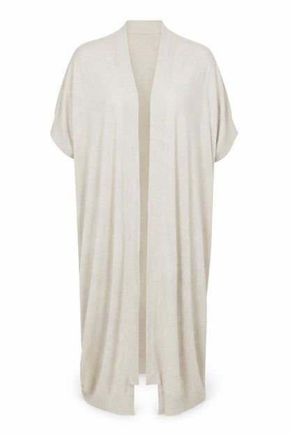 Front view of ESPRIT Women's Beige 2XL Lightweight Belted Knit Cardigan