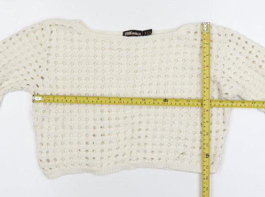 Womens UK Size S Pink Vanilla Ivory Pullover Jumper