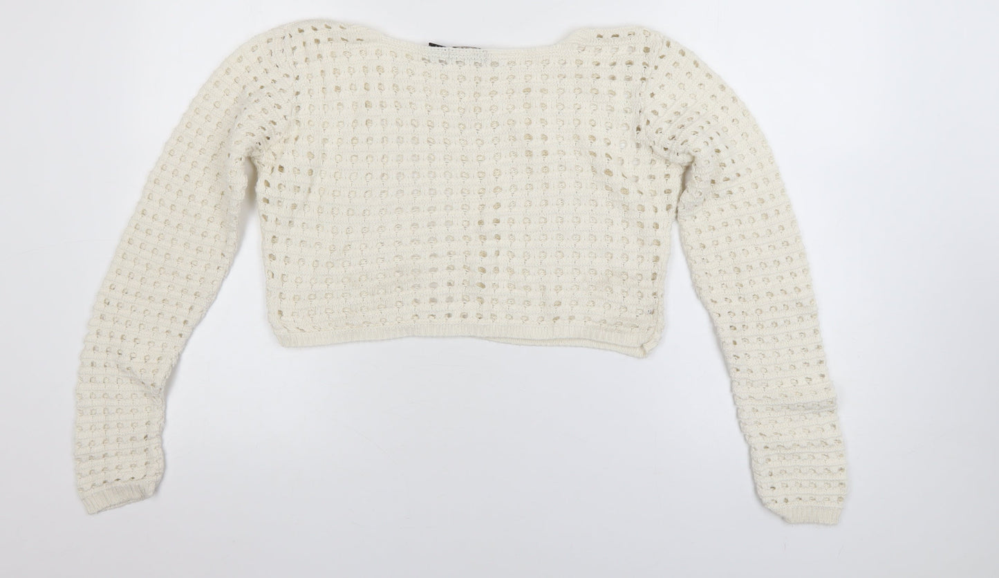 Womens UK Size S Pink Vanilla Ivory Pullover Jumper