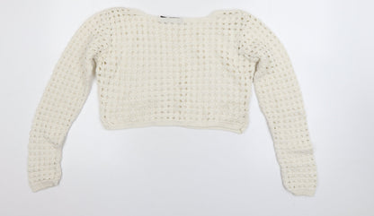 Womens UK Size S Pink Vanilla Ivory Pullover Jumper
