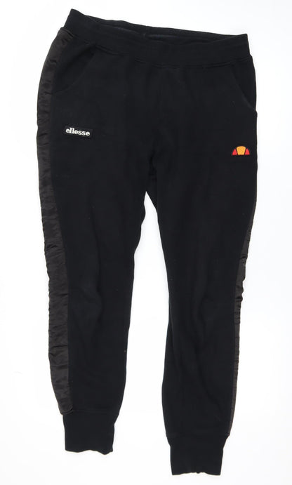 Mens UK Size M ellesse Regular Fit Jogger Black Trousers
