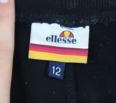 Mens UK Size M ellesse Regular Fit Jogger Black Trousers