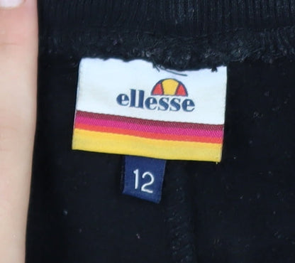Mens UK Size M ellesse Regular Fit Jogger Black Trousers