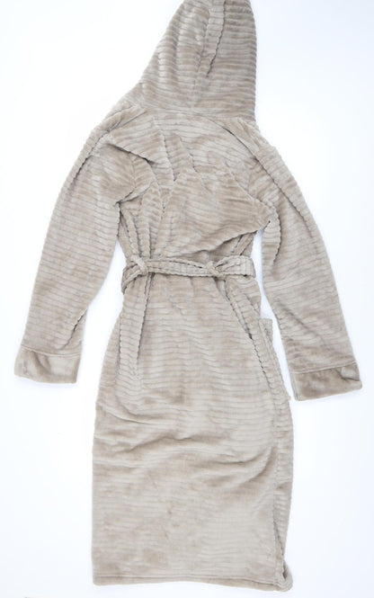 Originals Women Beige Fleece Hooded Robe Size 10-12 Soft Plush Gown