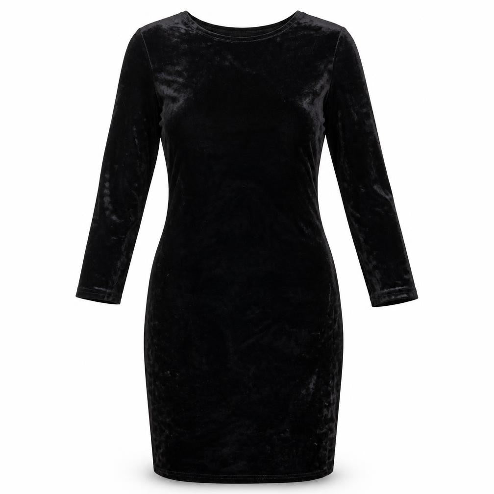 Front view of Miss Selfridge Women’s Black Velvet Bodycon Dress, size UK 10