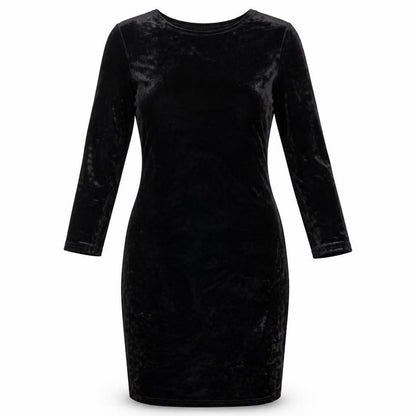Front view of Miss Selfridge Women’s Black Velvet Bodycon Dress, size UK 10