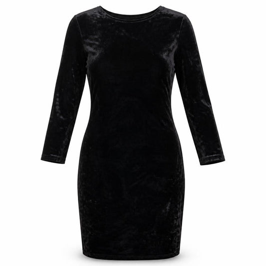 Front view of Miss Selfridge Women’s Black Velvet Bodycon Dress, size UK 10