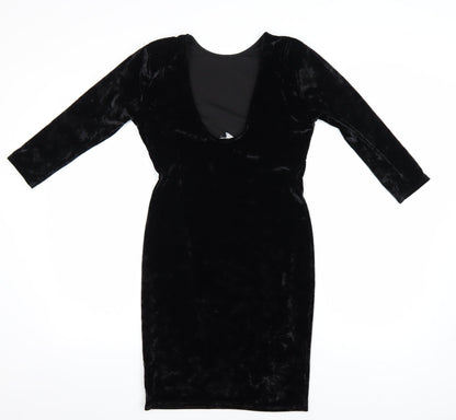 Miss Selfridge Women’s Black Velvet Bodycon Dress Size 10
