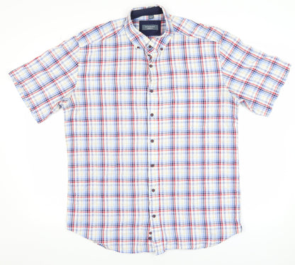 Eterna Men's Multicoloured Check Short Sleeve Button-Up Shirt L