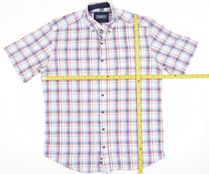 Eterna Men's Multicoloured Check Short Sleeve Button-Up Shirt L