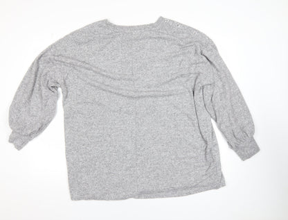 Yours Women Grey Sequin Pullover Jumper UK 22-24 Plus Long Sleeve