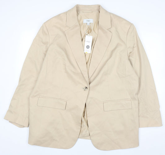 Marks and Spencer Women’s Beige Blazer Size 20 Single Breasted Mid-Length Jacket