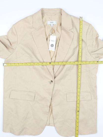 Marks and Spencer Women’s Beige Blazer Size 20 Single Breasted Mid-Length Jacket