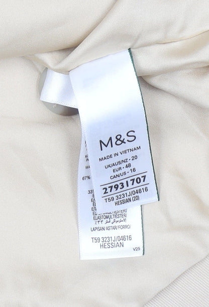 Marks and Spencer Women’s Beige Blazer Size 20 Single Breasted Mid-Length Jacket