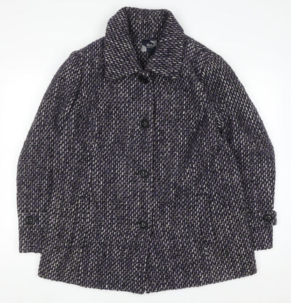 Isle Collection Women’s Purple Tweed Wool Blend Mid-Length Overcoat Size 16