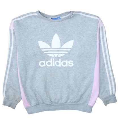 Adidas Girls Grey Pink Crew Neck Sweatshirt 13-14 Years Pullover Fleece